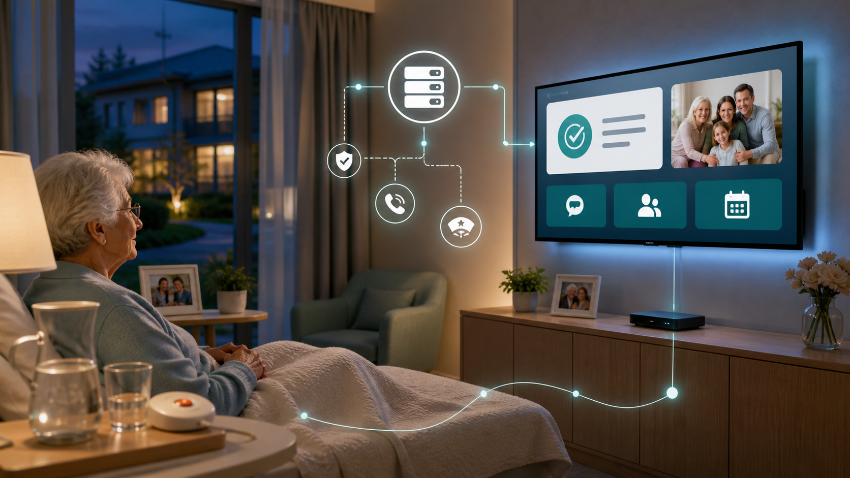 TV de chambre connectée dans une maison de repos